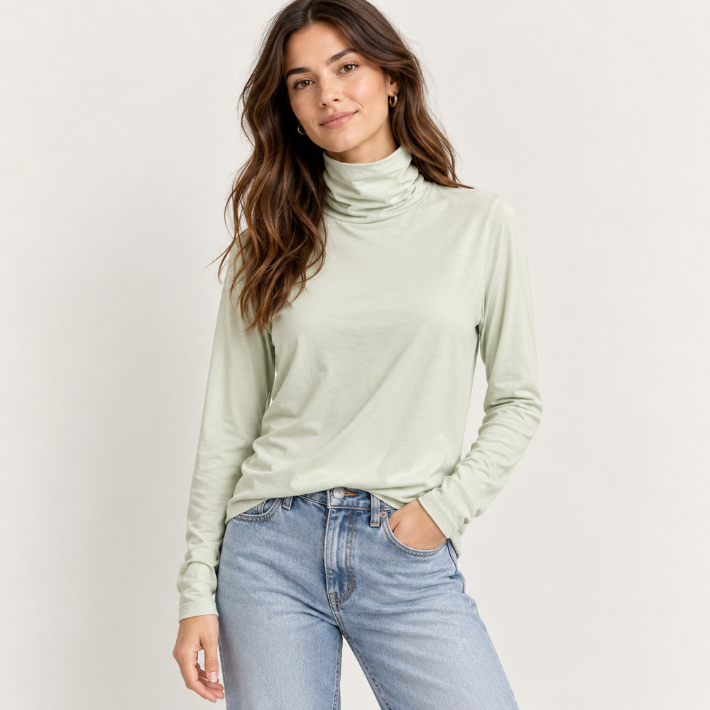 Everlane Slouchy Turtleneck Essential Cotton XS Pale Mint Green Oversized